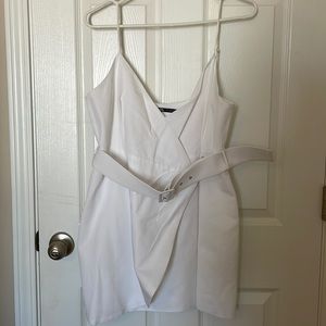 White belted mini dress